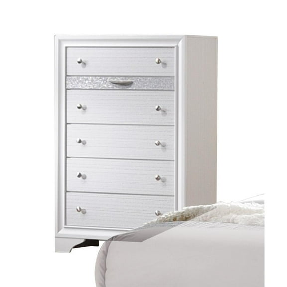 ACME Naima Wood 6-Drawers Bedroom Chest in White