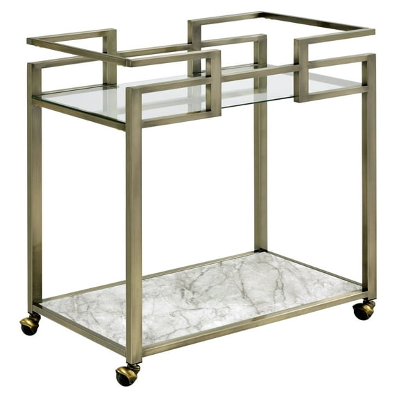 ACME Neilo Kitchen Cart in Clear and Wire Brass