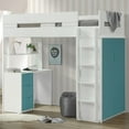 thumbnail image 1 of ACME Nerice Twin Storage Loft Bed in White and Teal, 1 of 6