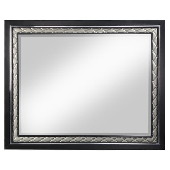 ACME Nicola Rectangle Wooden Frame Mirror in Silver and Black