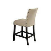 ACME Nolan Counter Height Chair (Set-2), Linen & Salvage Dark Oak