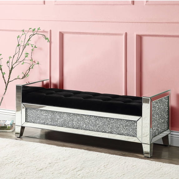 ACME Noralie Bench, Mirrored & Faux Diamonds