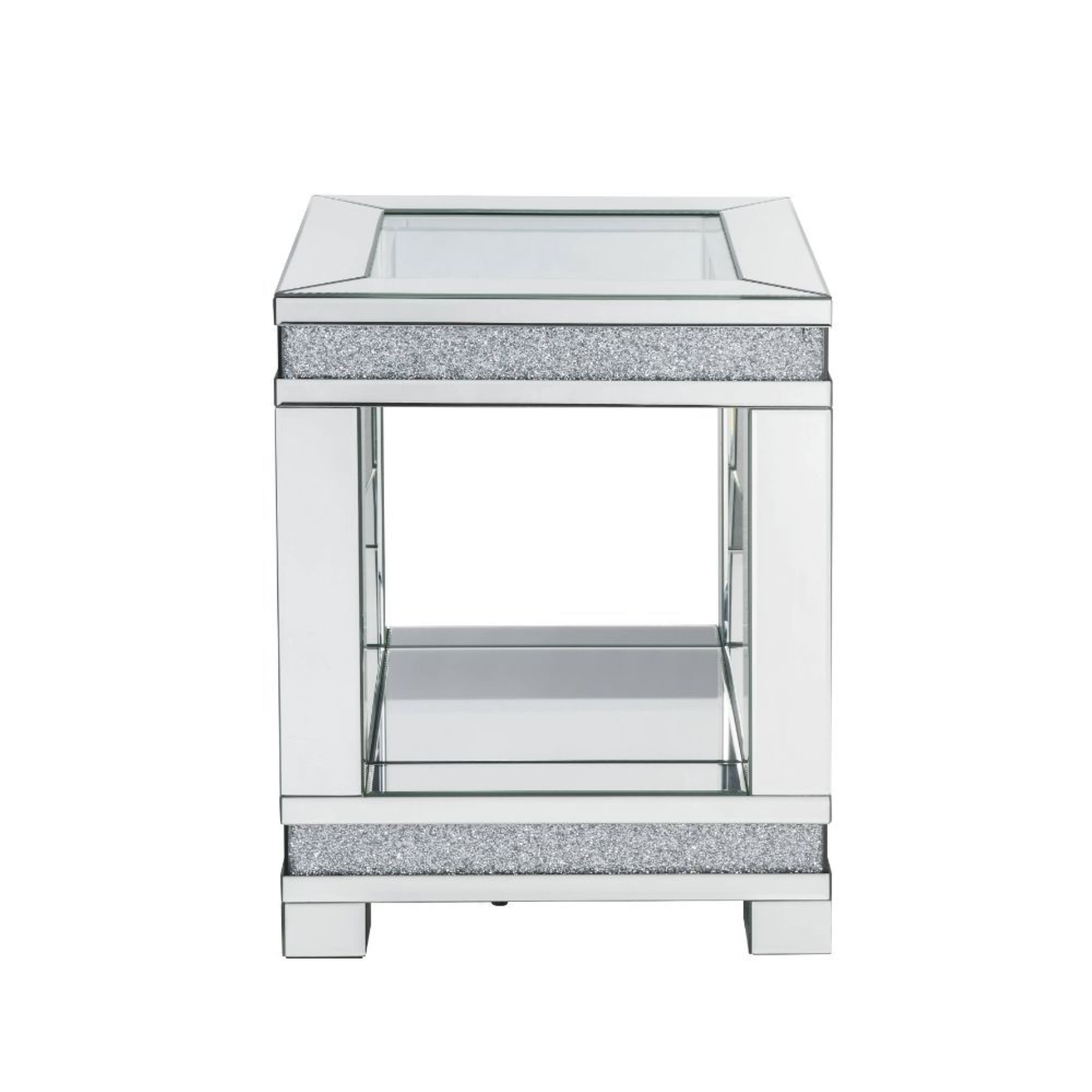 Noralie 20" Mirrored Glass End Table with Faux Diamonds