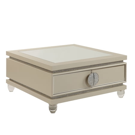 Noralie Coffee Table in Ivory PU & Faux Diamonds