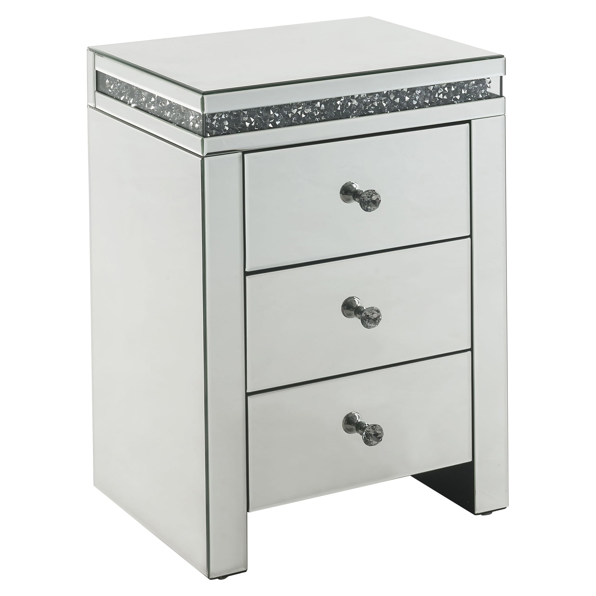 Noralie Glam Mirrored Accent Table with Faux Diamond Inlays