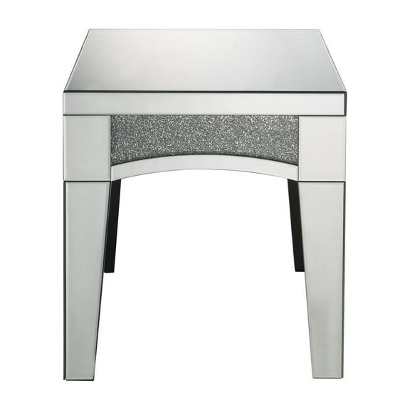 ACME Nowles Rectangular Mirrored Top End Table in Mirrored