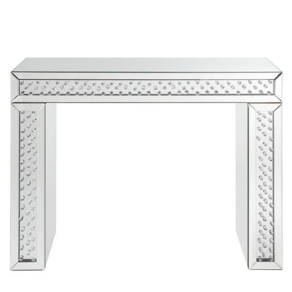 ACME Nysa Vanity Desk in Mirrored and Faux Crystals