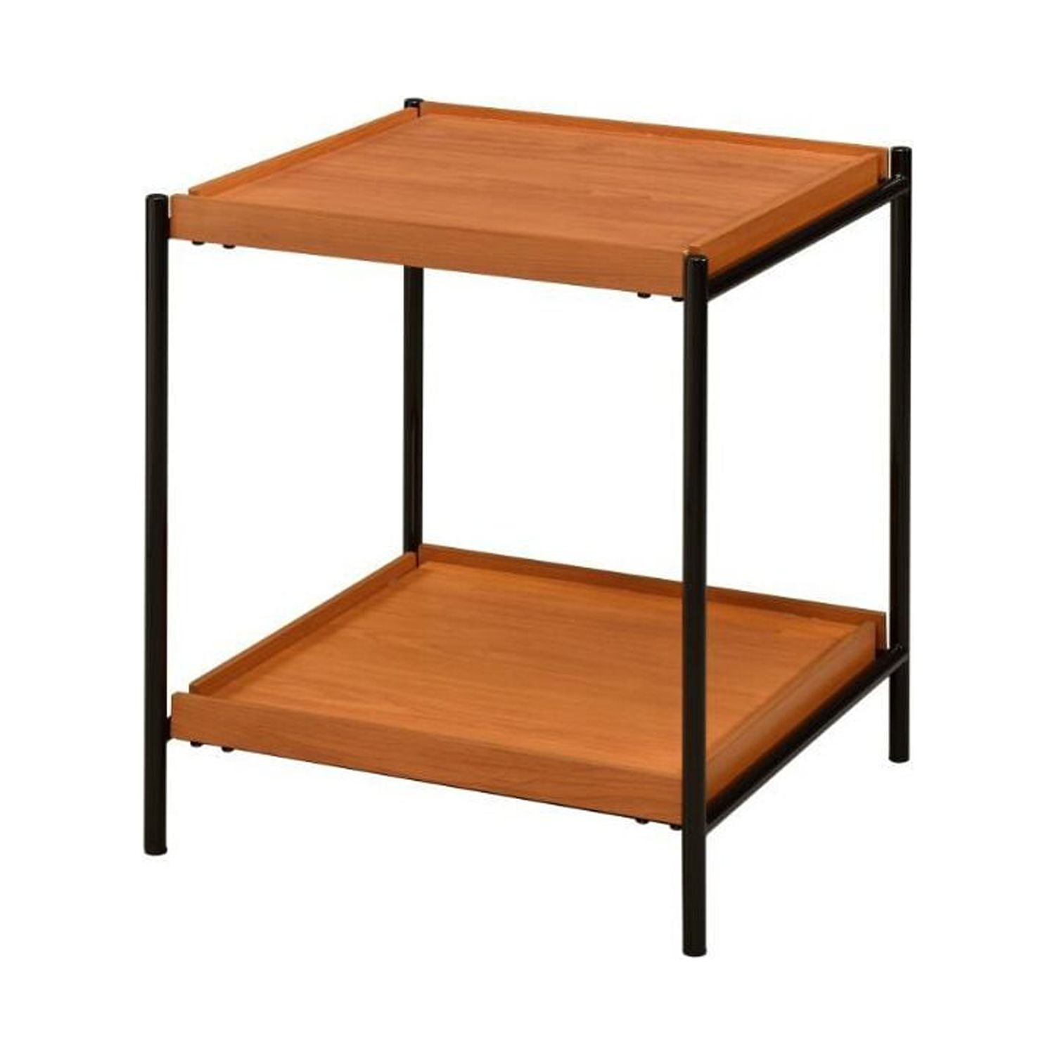 Oaken Square Honey Oak and Black End Table with Shelf