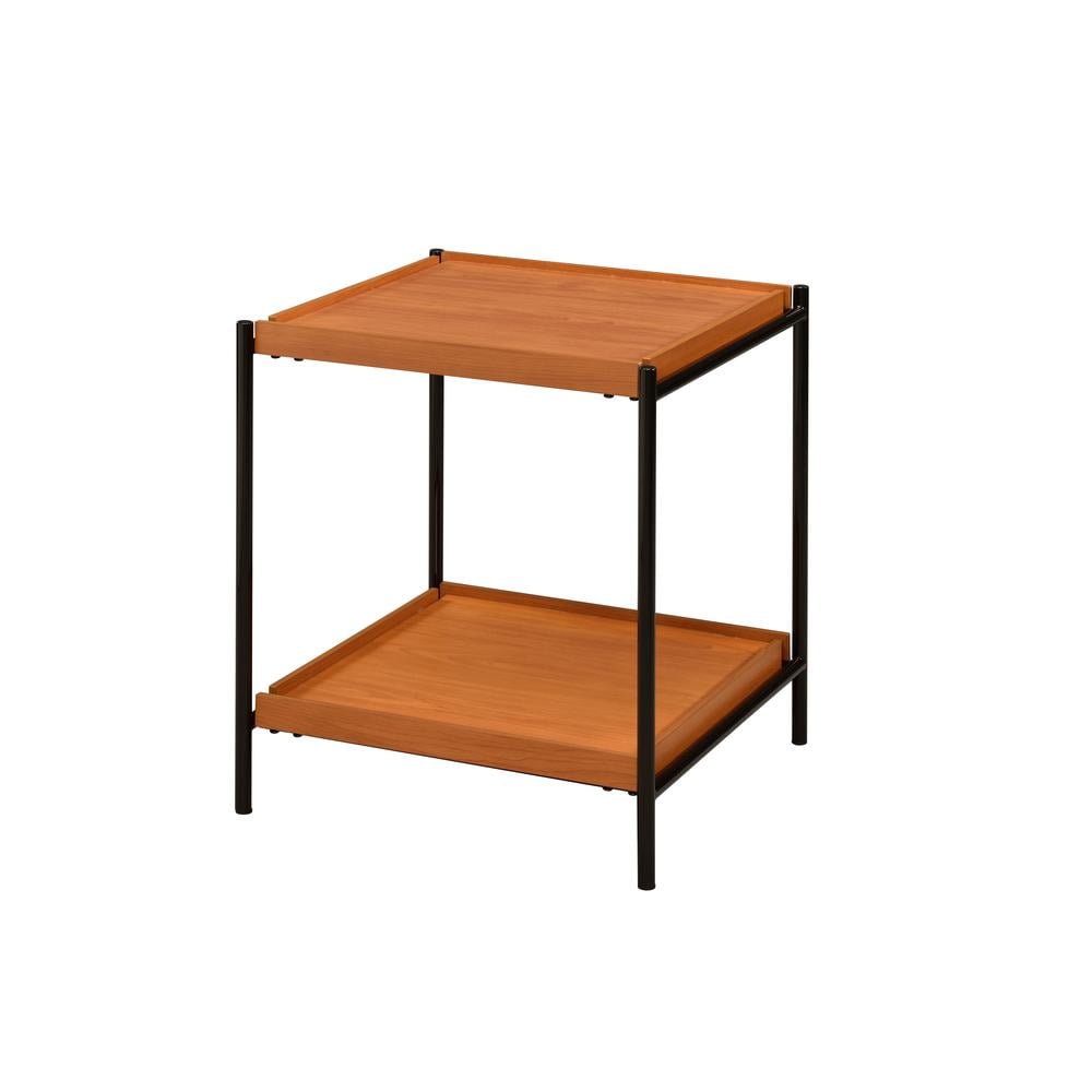 Oaken Square Honey Oak and Black End Table with Shelf