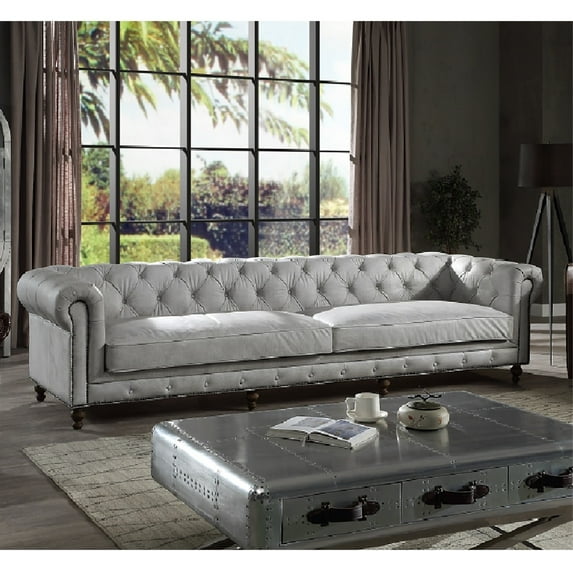 ACME Ofer Sofa, Vintage White Top Grain Leather