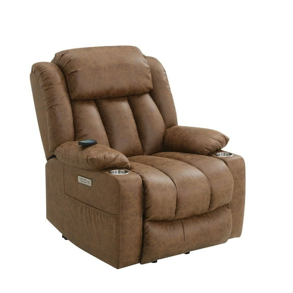 ACME Omarion Faux Leather Power Recliner with Lift/Heating and Massage in Brown
