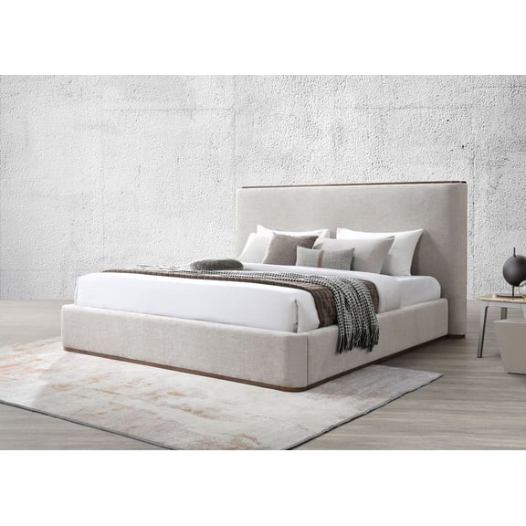 ACME Orane Contemporary Wood Upholstered Eastern King Bed in Gray