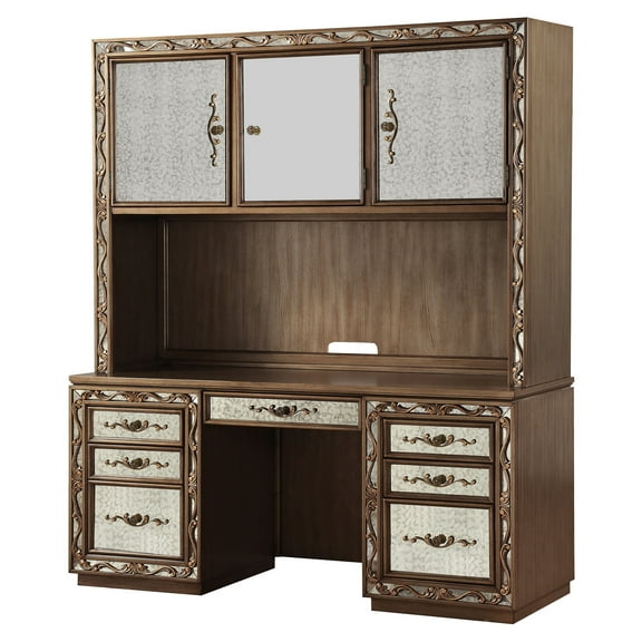 ACME Orianne Computer Desk and Hutch in Antique Gold