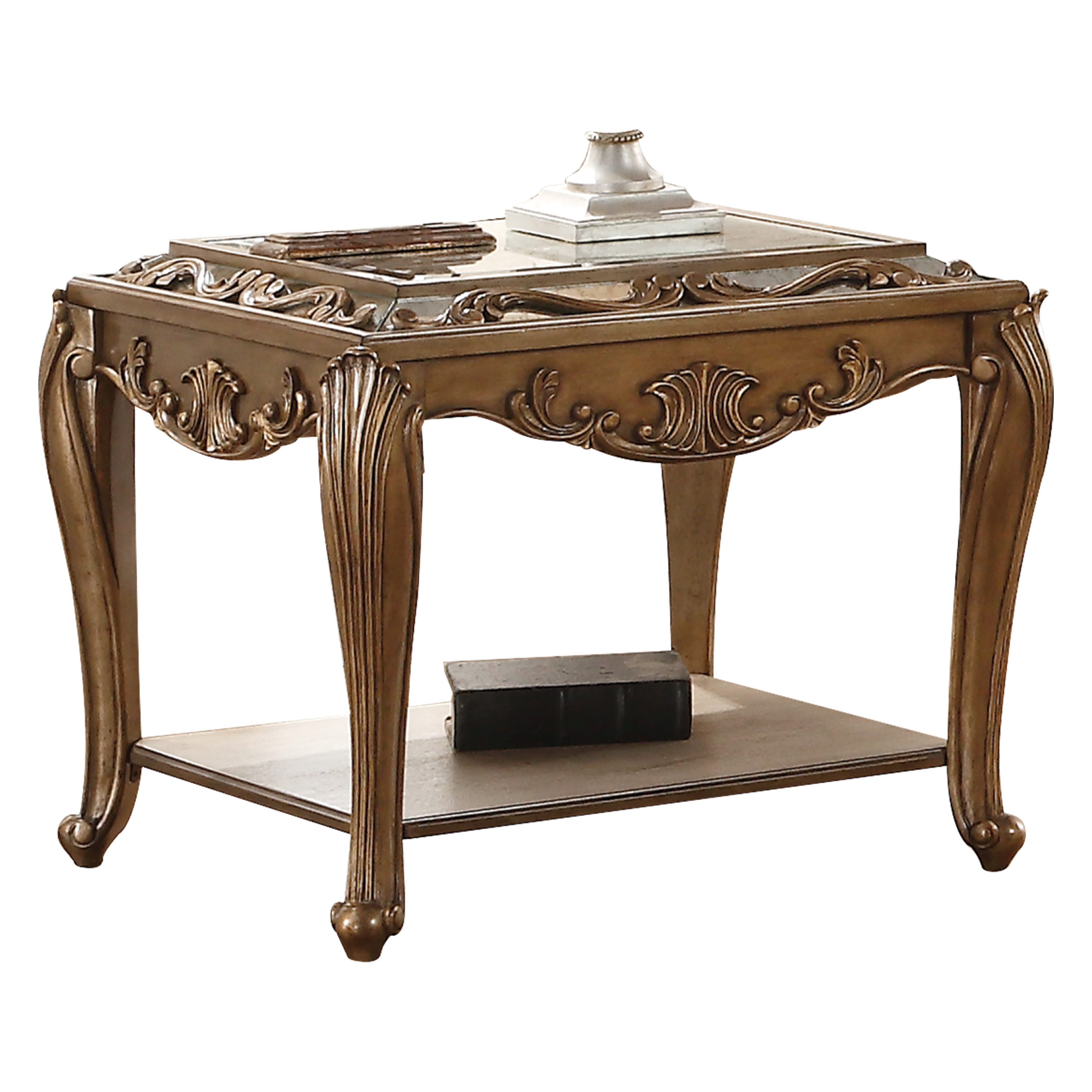 ACME Orianne End Table in Mirrored and Antique Gold - image 1 of 4