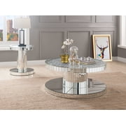 ACME Ornat 40 Round Glass Top Mirrored Coffee Table