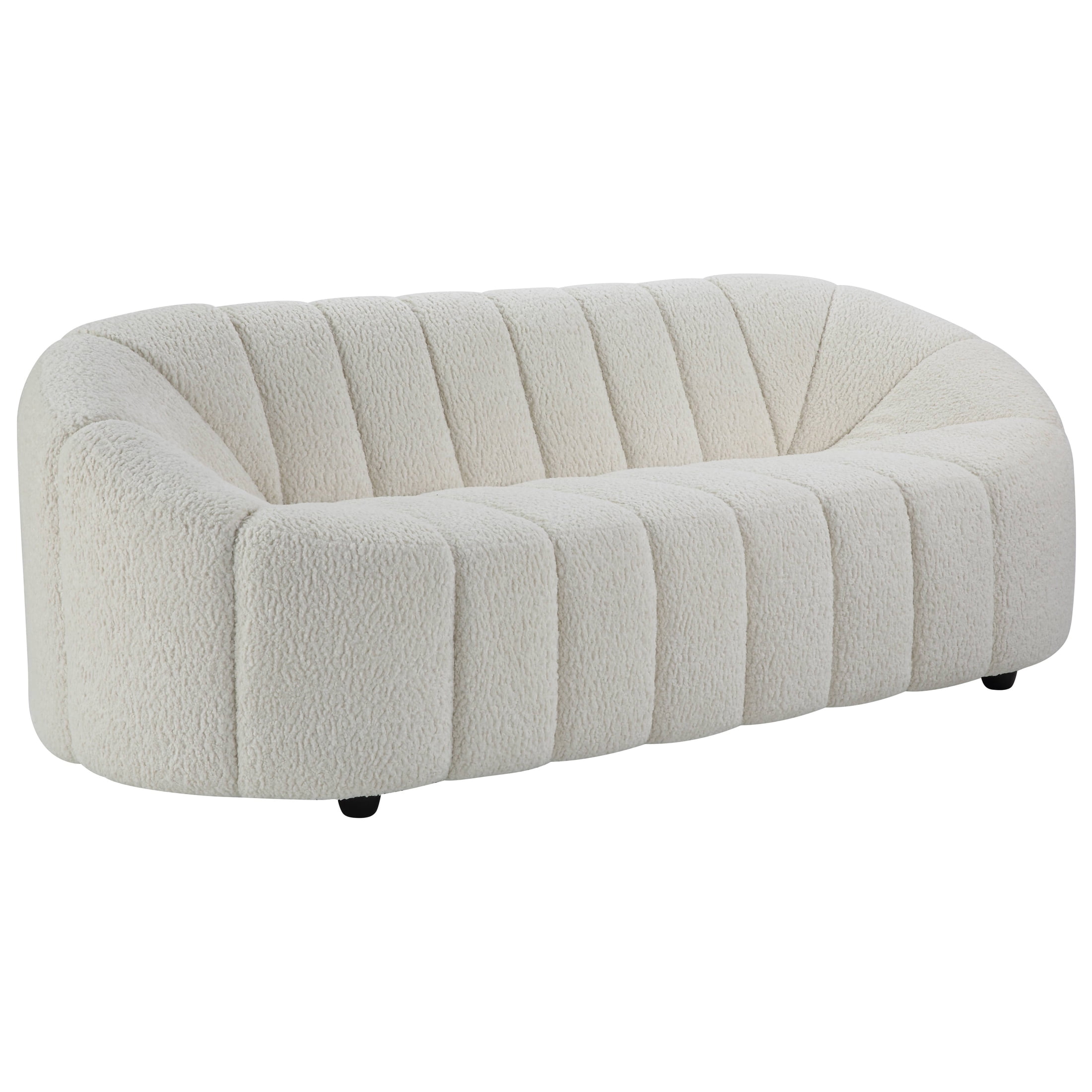 84" White Tufted Faux Shearling Sofa with Wood Frame