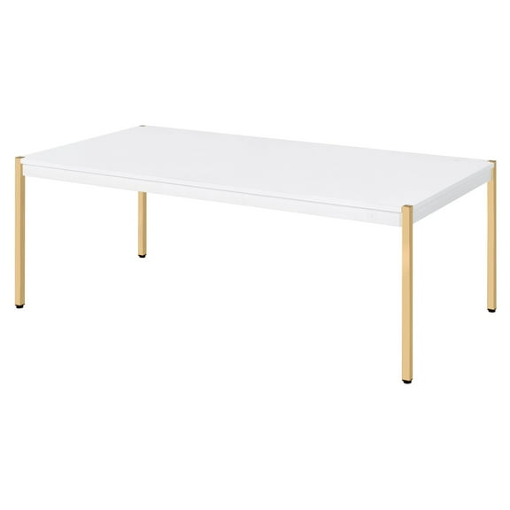 ACME Otrac Rectangular Coffee Table in White and Gold