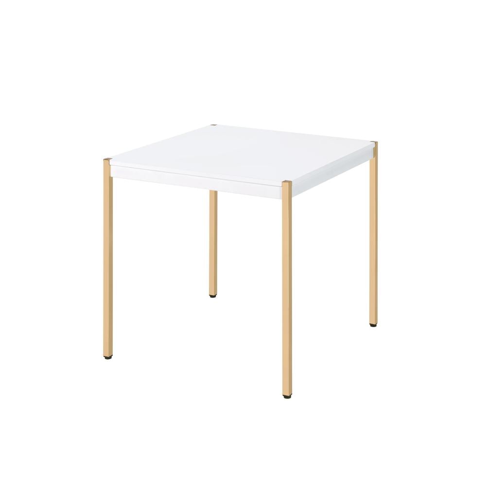 Elegant White and Gold Mirrored End Table with Storage