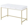 thumbnail image 1 of ACME Ottey Storage Writing Desk in White High Gloss and Gold, 1 of 9