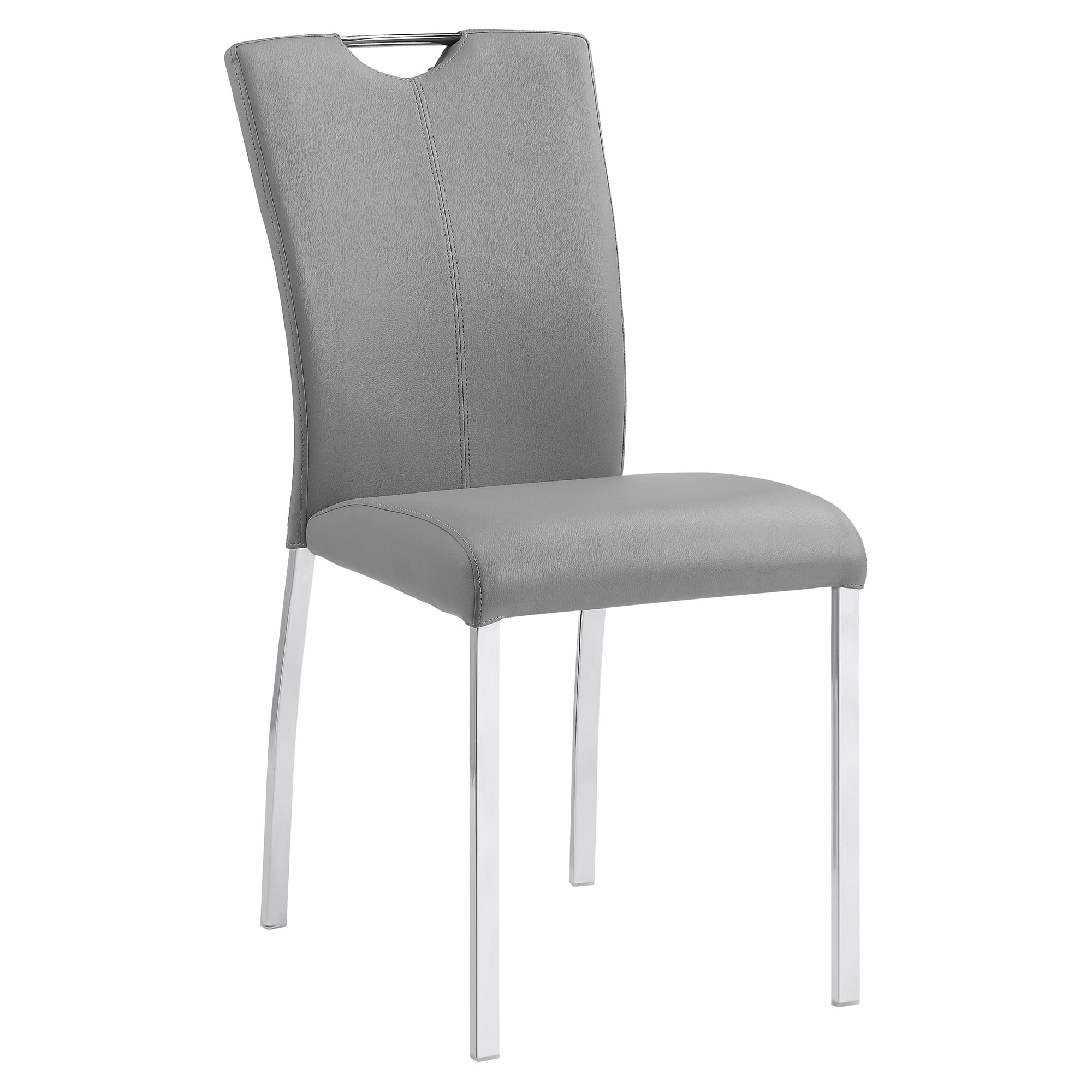 Gray Faux Leather Upholstered Side Chair with Chrome Metal Legs