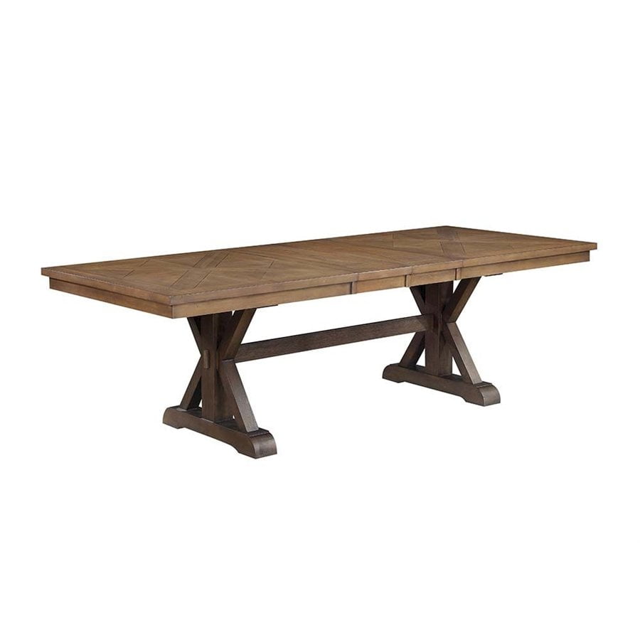 Pascaline 72-96" Extendable Rustic Brown and Oak Dining Table