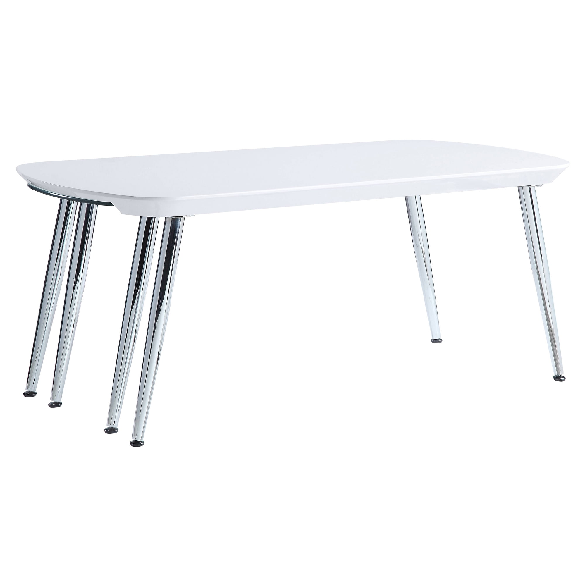 White and Chrome Glass Top Coffee Table