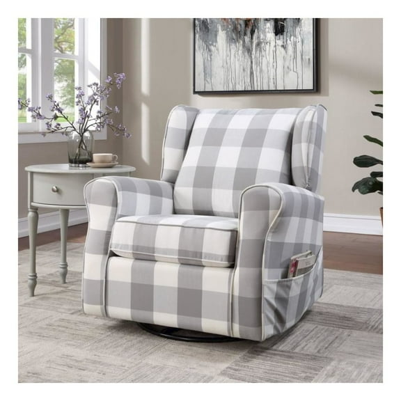 ACME Patli Swivel Chair with Glider in Gray Fabric