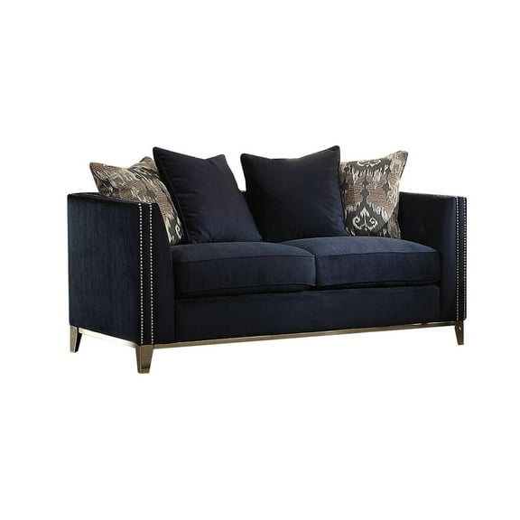 Acme Furniture Loveseat (w/4 Pillows), Blue Fabric 52831