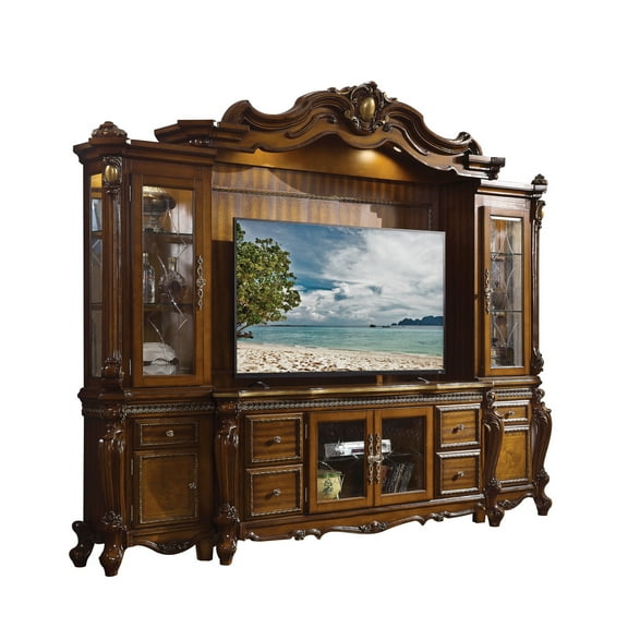 ACME Picardy Poly-Resin and Wood Entertainment Center in Honey Oak
