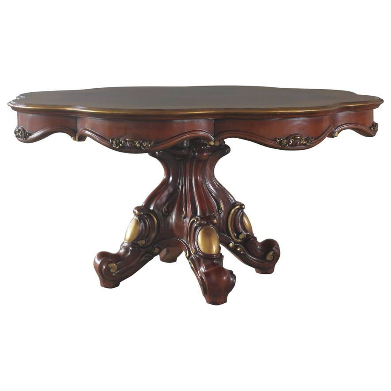 Transitional Cherry Oak Round Extendable Dining Table