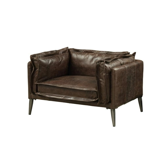 ACME Porchester Leather Accent Chair in Distress Chocolate
