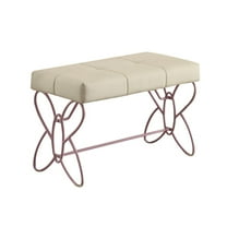 ACME Priya II Upholstered Bench with Metal Tube in White and Light Purple