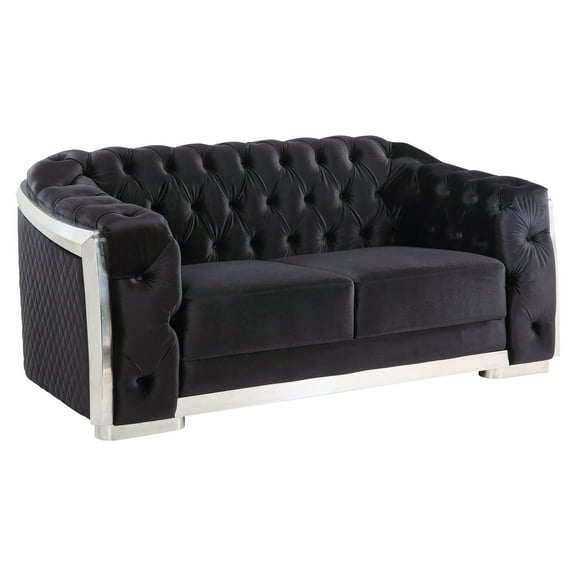 ACME Pyroden Loveseat in Black and Chrome