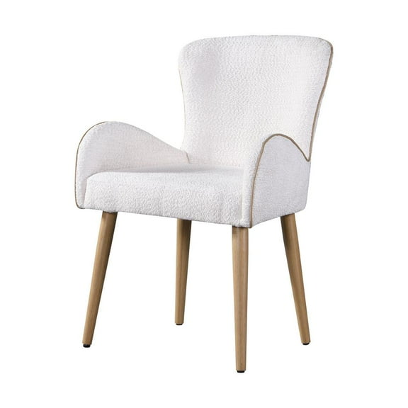ACME Qwin Fabric Side Chair with Rounded Hump Arms in Beige and Oak (Set of 2)