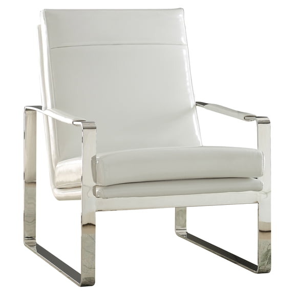 ACME Rafael Upholstery Accent Chair in White and Stainless Steel