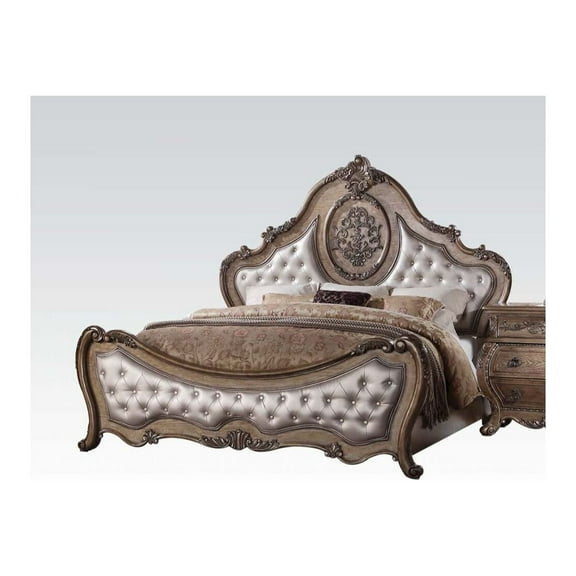 ACME Ragenardus CK Bed, Synthetic Leather & Vintage Oak