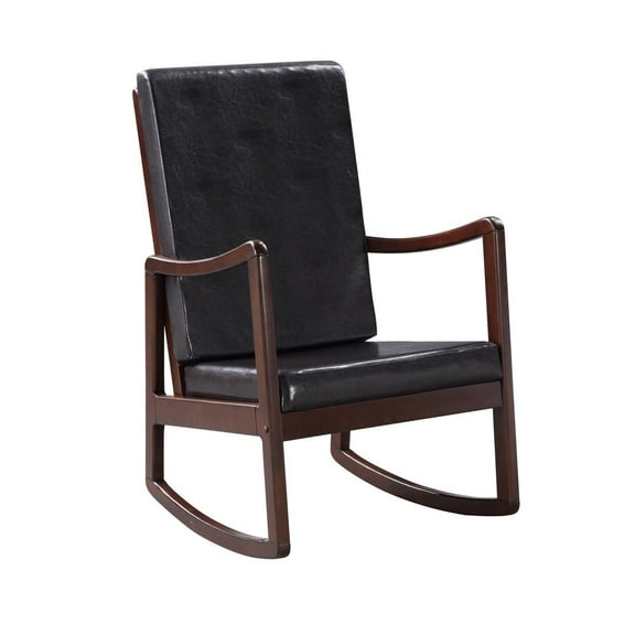 ACME Raina Faux Leather Upholstered Rocking Chair in Dark Brown and Espresso