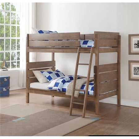 ACME Ranta Twin & Twin Size Bunk Bed - Antique Oak - 3 Piece