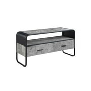 ACME Raziela Storage TV Stand in Concrete Gray and Black Metal Frame