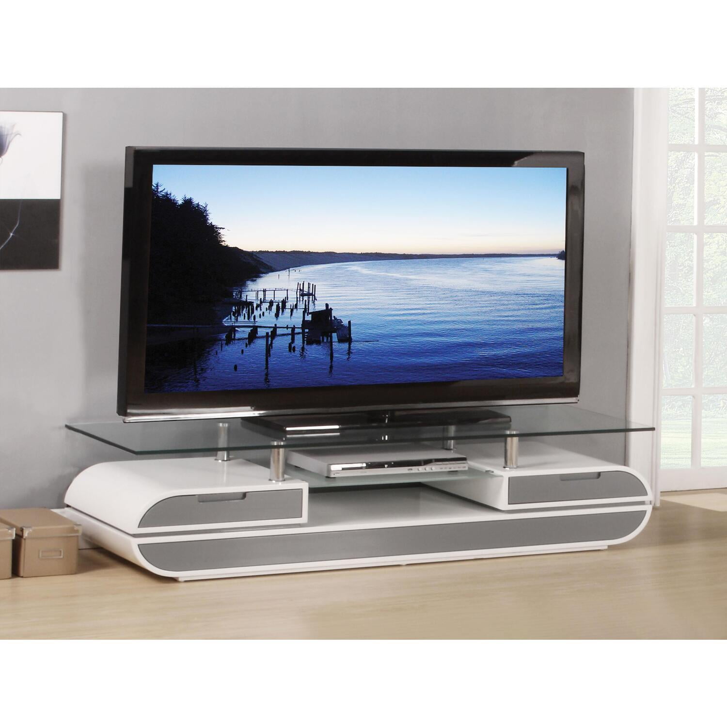 Lainey White & Gray 63'' Modern Media Console with Cabinet