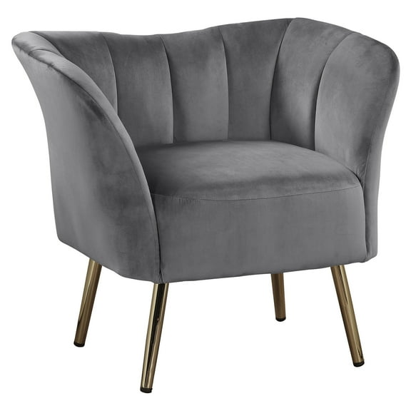 ACME Reese Flared Arm Tufted Accent Chair in Grey and Gold