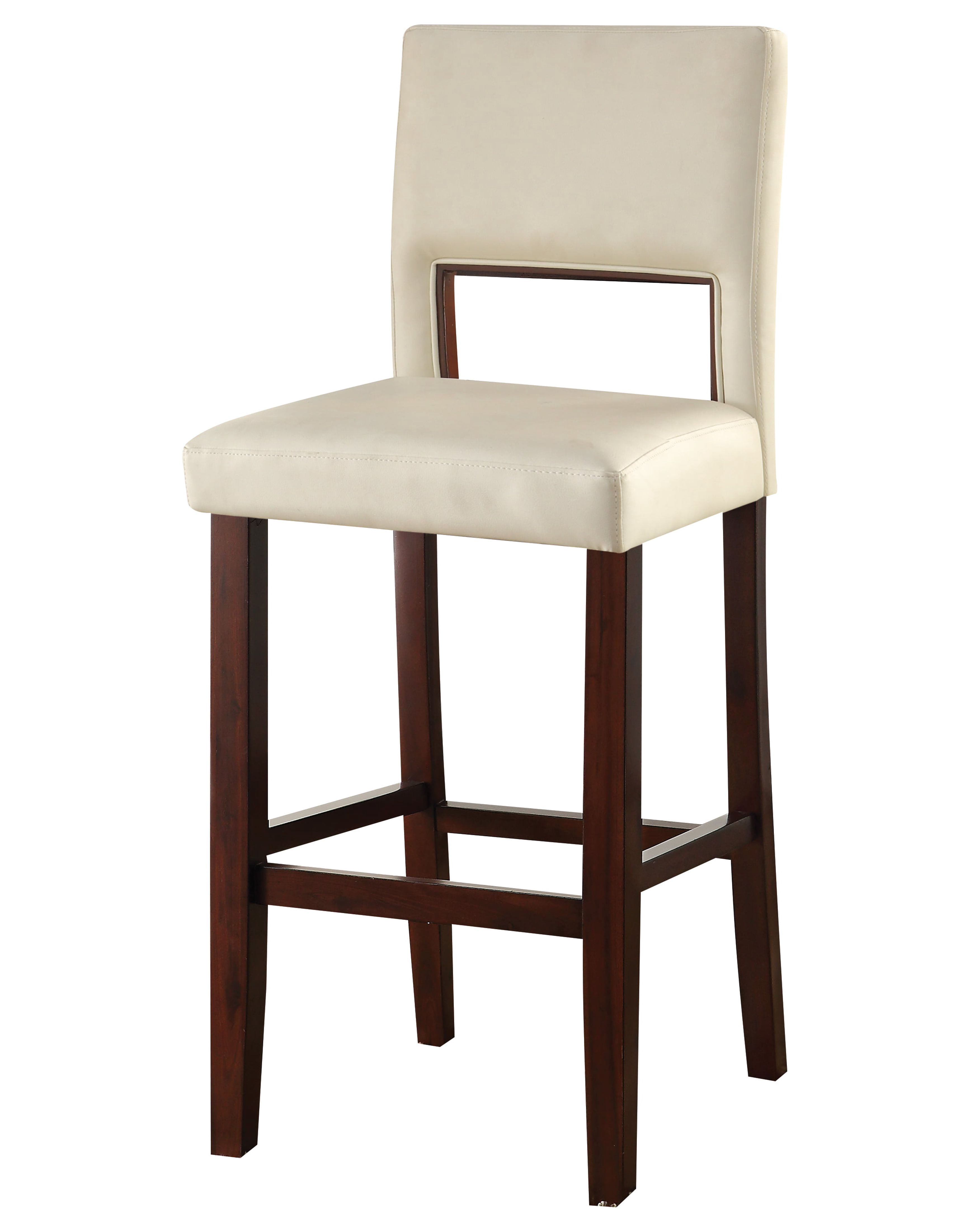 ACME Reiko Bar Chair (1Pc), White PU & Espresso, 30" Seat Height-Color:White PU & Espresso,Quantity:1,Style:Transitional