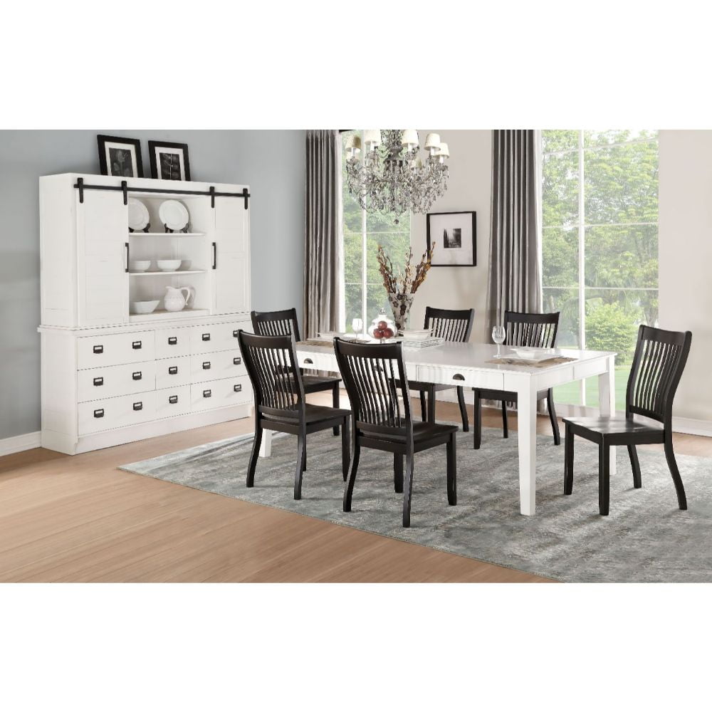 Antique White Transitional Rectangular Dining Table with Storage
