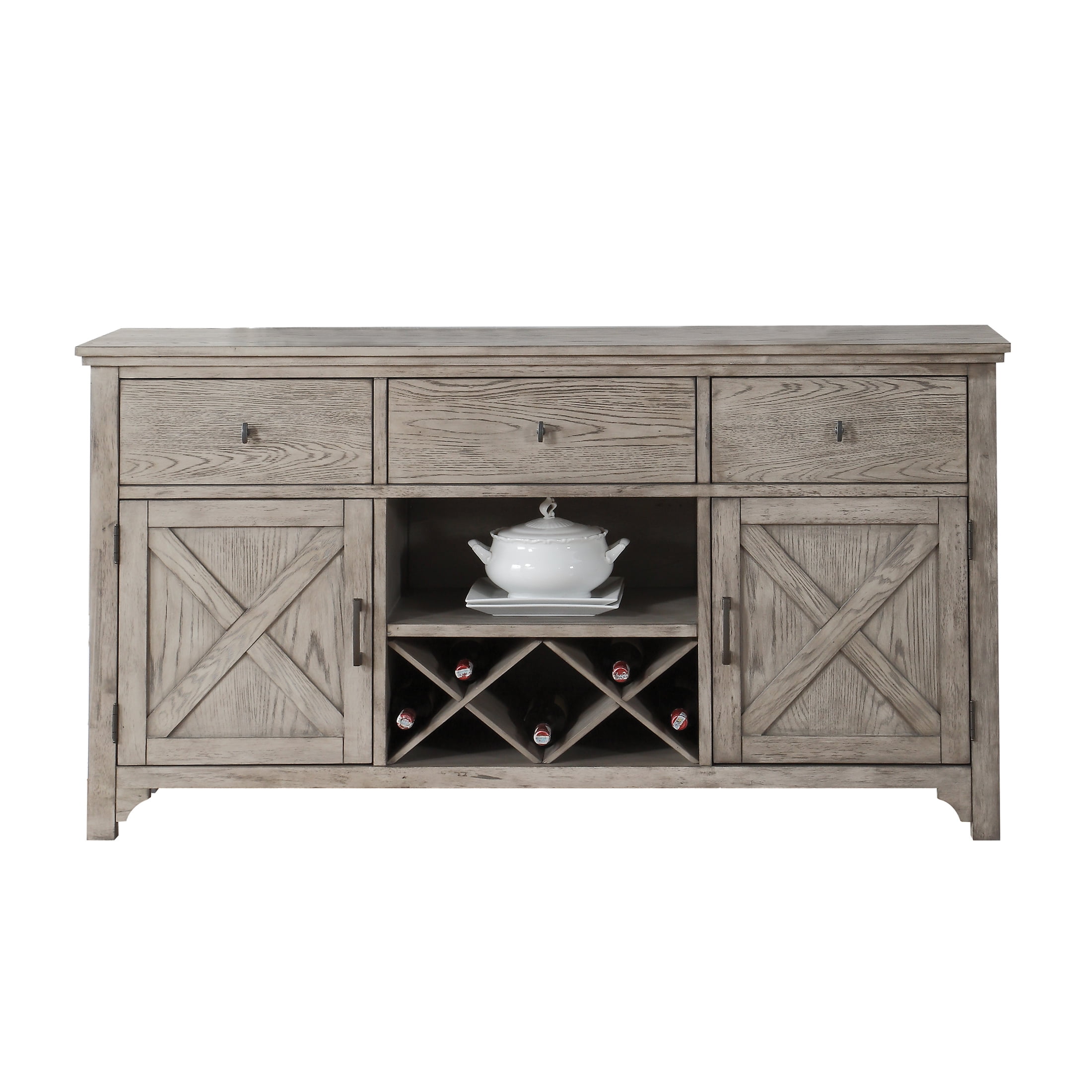 Rocky Gray Oak 66" Rustic Farmhouse Server