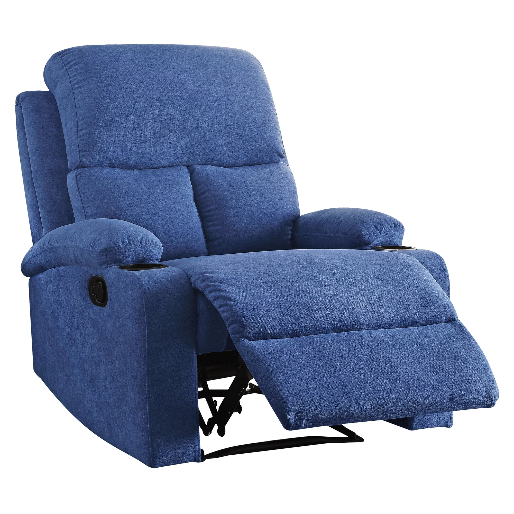 Cozy Blue Velvet Wood Recliner with Easy Recline Mechanism