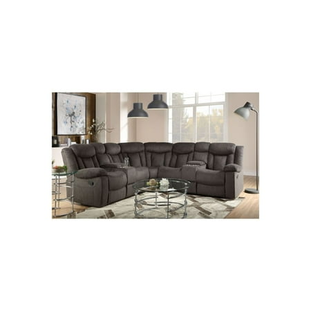 ACME Rylan Motion Sectional Sofa, Dark Brown Fabric