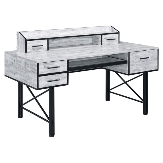 ACME Safea Computer Desk in Antique White and Black