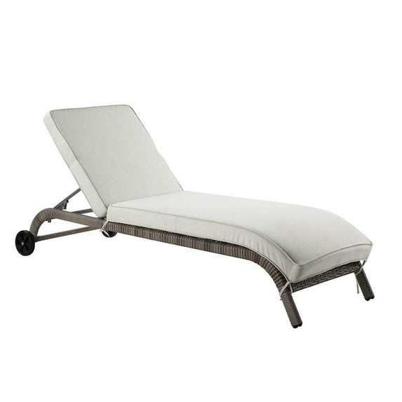 ACME Salena Patio Sun Lounge in Beige Fabric & Gray Finish