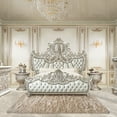 thumbnail image 1 of ACME Sandoval Eastern King Bed, Beige Synthetic Leather & Champagne Finish, 1 of 5