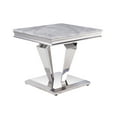 thumbnail image 1 of ACME Satinka End Table, Light Gray Engineered Marble & Mirrored Silver Finish, 1 of 5